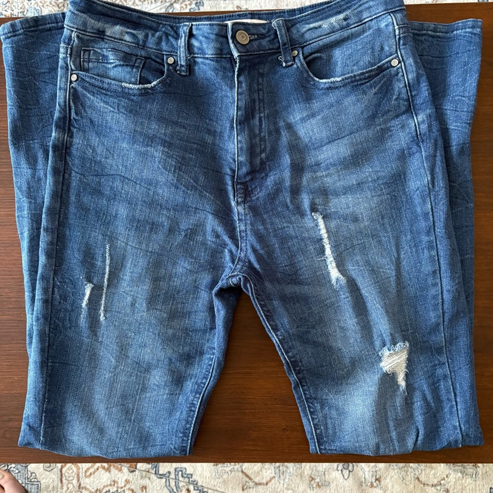 F21 Forever 21 Women’s Distressed Blue Jeans High Waisted Skinny